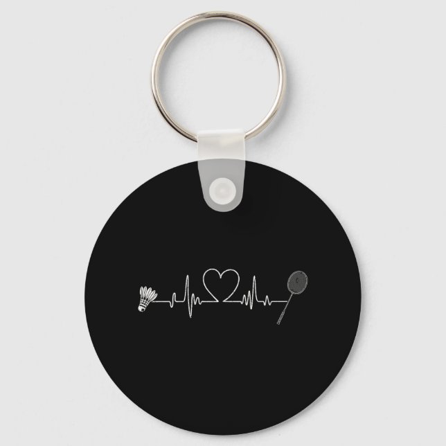 Badminton Heartslag Funny Badminton Nyckelring (Framsida)