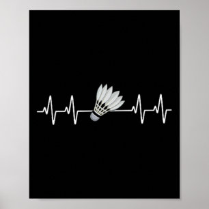 Badminton Heartslag Pulse Kärlek Badminton Players Poster