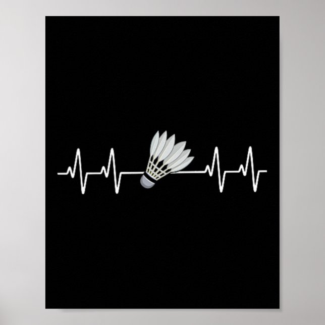 Badminton Heartslag Pulse Kärlek Badminton Players Poster (Framsidan)