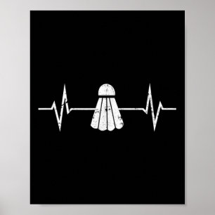 Badminton Heartslag T Shirt Grunge Gift Player Coa Poster