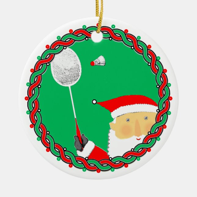 Badminton Helgdag Gift Ceramic Ornament (Framsidan)