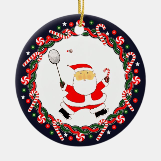 Badminton Helgdag Gift Ceramic Ornament (Framsidan)