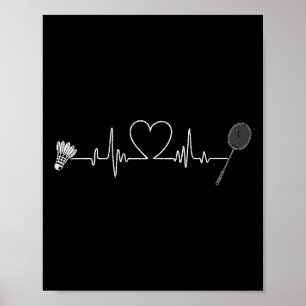 Badminton Hjärtslag Rolig Badminton  Poster