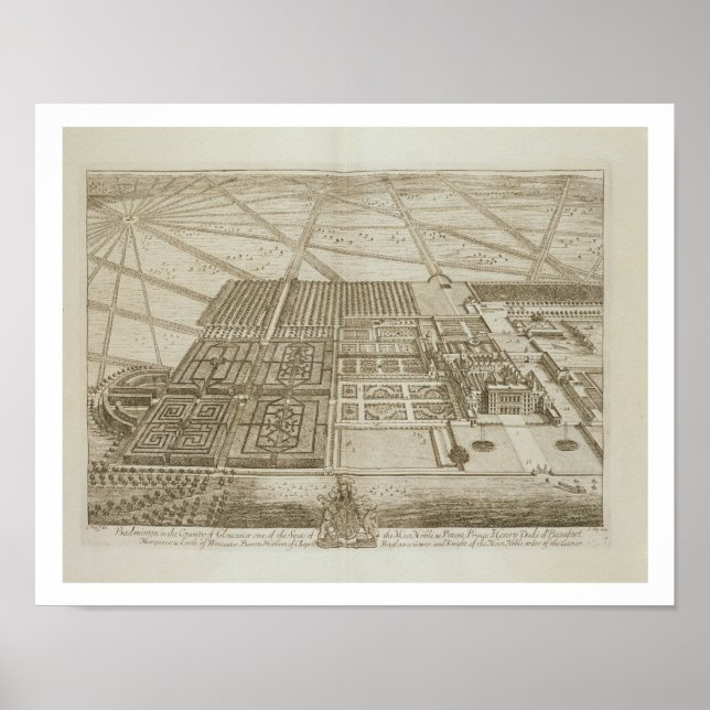 Badminton House i Gloucester County, engra Poster (Framsidan)