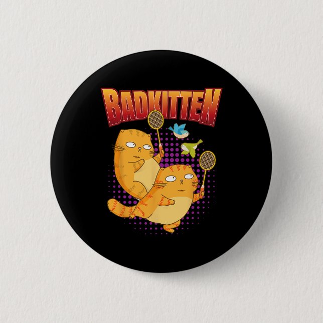 Badminton I Badkitten Cat i Badminton Racket Shutt Knapp (Framsida)