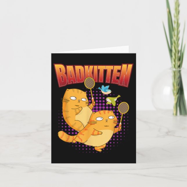 Badminton I Badkitten Cat i Badminton Racket Shutt Kort (Framsida)