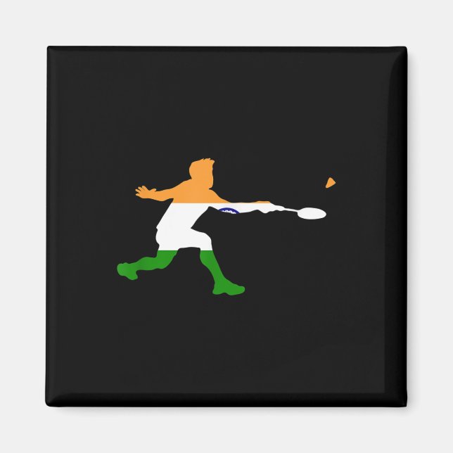 Badminton Indian Flagga Racquet Shuttle Manar Play Magnet (Framsidan)
