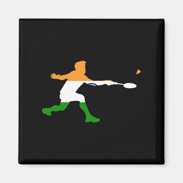 Badminton Indian Flagga Racquet Shuttle Manar Play Magnet (Framsidan)