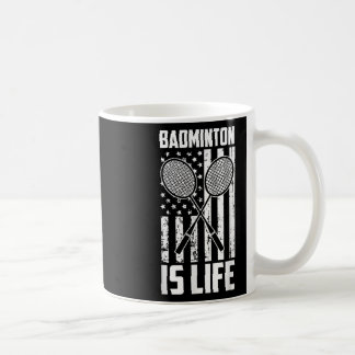 Badminton Is Life - Vintage USA American Flagga Kaffemugg