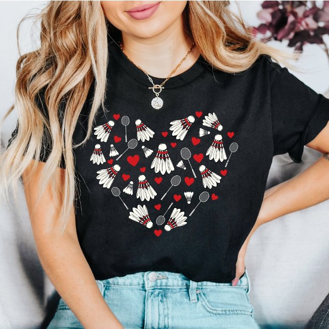 Badminton Kärlek Heart Shuttlecocks & Rackets T Shirt (Skapare uppladdad)