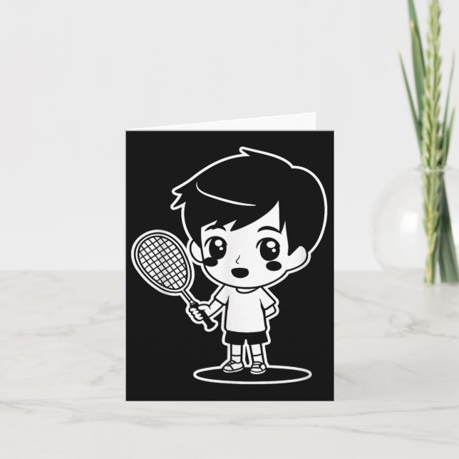 Badminton Kid Tecknad Racquet Sport Shuttle Kort (Framsida)