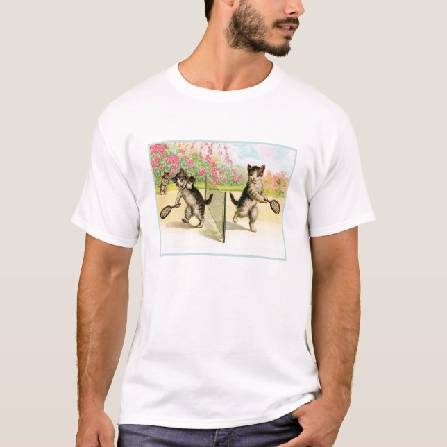 Badminton Kittens Vintage Art T-Shirt (Framsida)