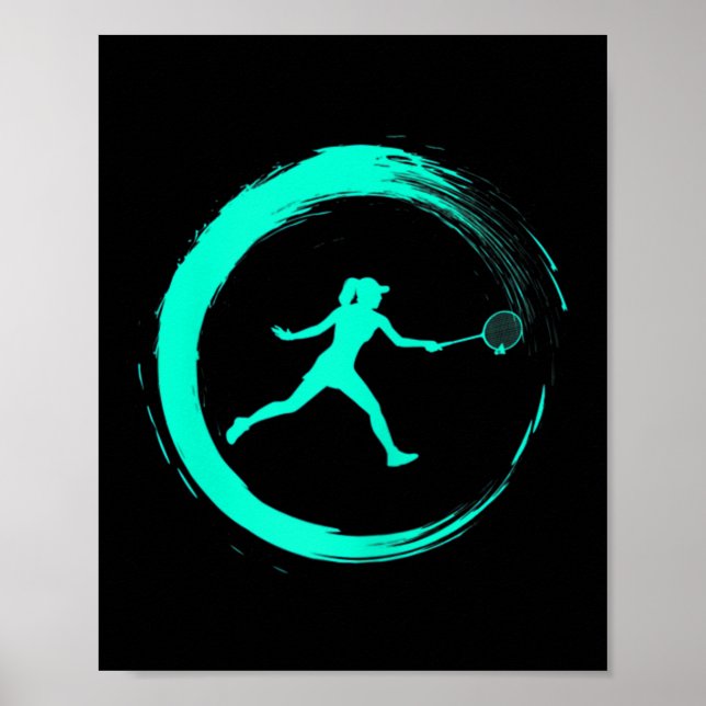 Badminton Kvinna Flicka Sport Hobby Cirkel  Poster (Framsidan)