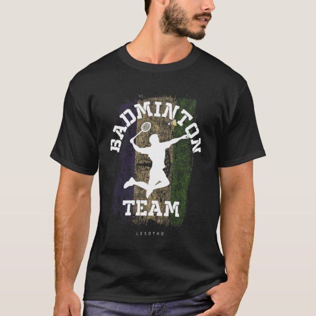 Badminton Lesotho Net Games Player Badminton T Shirt (Framsida)