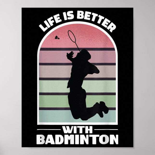 Badminton Life Funny Shuttle Retro Game  Poster (Framsidan)