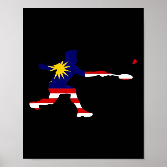 Badminton Malaysian Flagga Racquet Shuttle Manar P Poster (Framsidan)