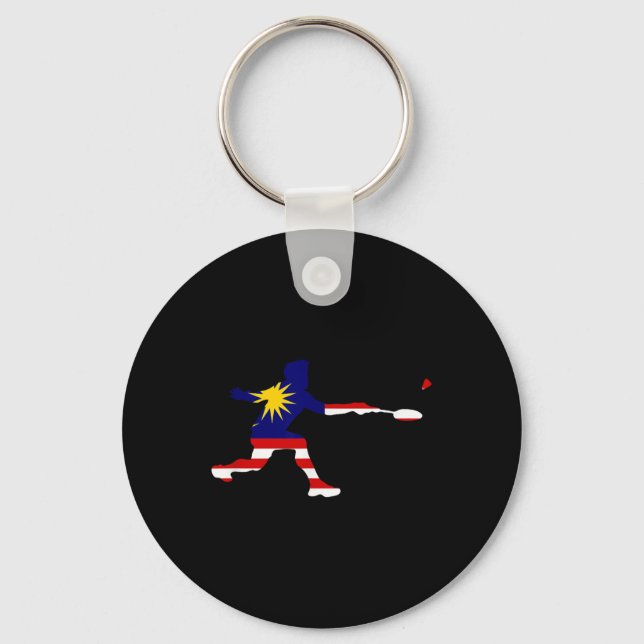 Badminton Malaysisk Flagga Rackett Fjäderboll Manl Nyckelring (Framsida)