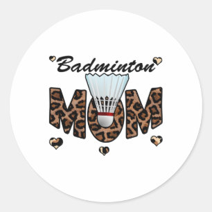 Badminton Mamma Leopard Funny Badminton Mamma Mor Runt Klistermärke