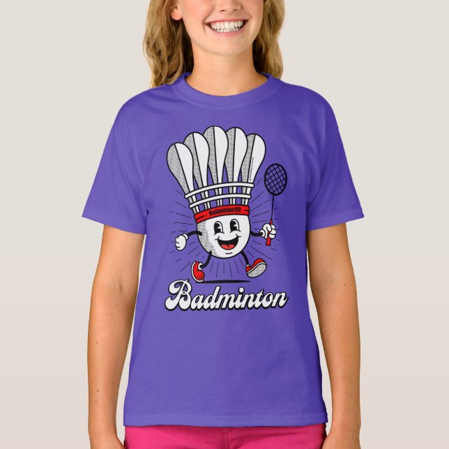 Badminton Mascot Classic T Shirt (Framsida)