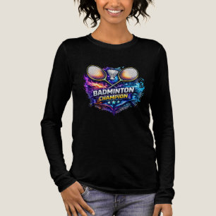 Badminton Mästare Färgrik Grafisk Dam Långärmad T Shirt