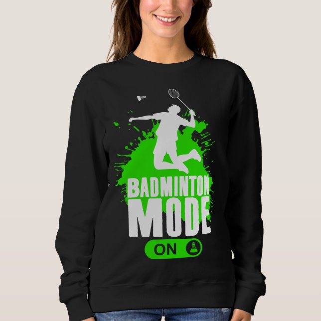 Badminton Mode On Mens Boys Youth Player Graphic T Shirt (Framsida)