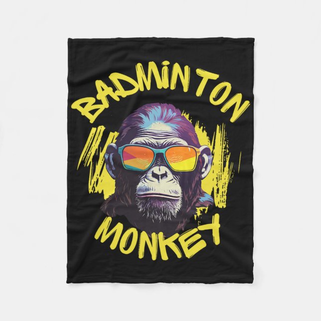 Badminton Monkey med Racquet Shuttle Jungle Sport Fleecefilt (Framsidan)