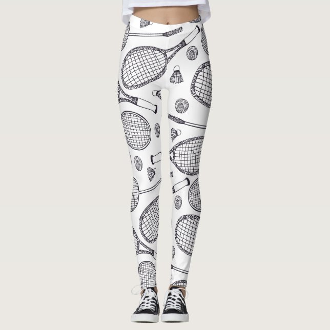 Badminton Mönster - Tennis Leggings - Squash (Framsida)