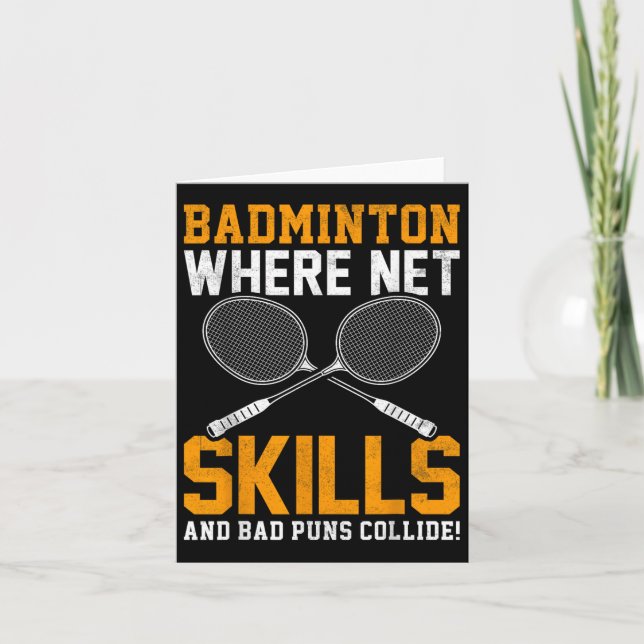 Badminton Nät Färdigheter Dåliga Puns Kolliderar B Kort (Framsida)