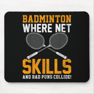 Badminton Nätfärdigheter Dåliga Puns Kolliderar Ba Musmatta