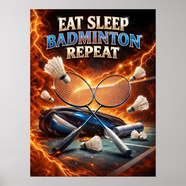 Badminton Neon Smash Energi Poster (Framsidan)
