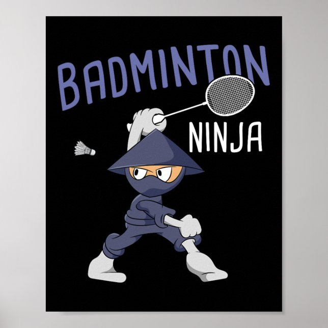 Badminton Ninja Kids Shuttle Boy Badminton Poster (Framsidan)