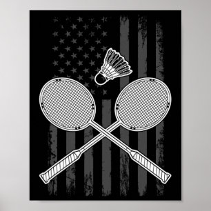 Badminton och Shuttle American Flagga Poster