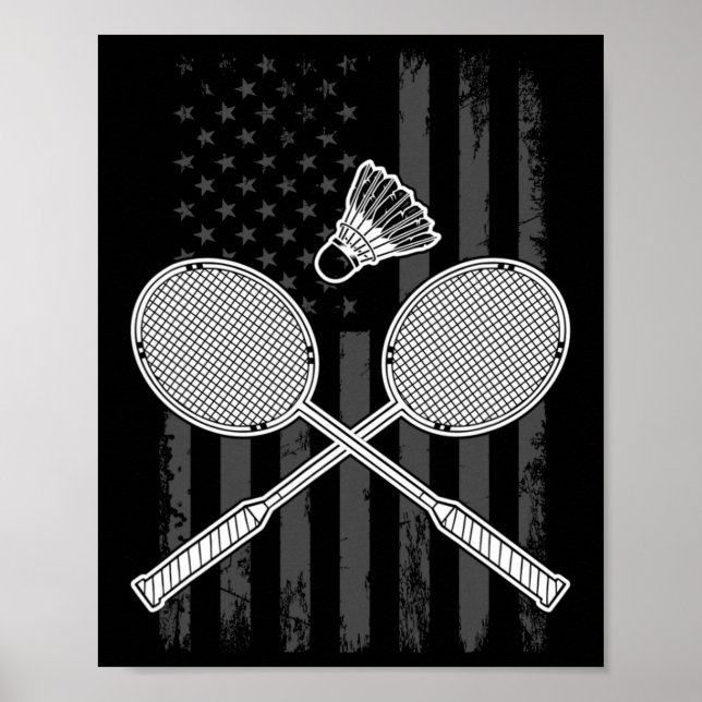 Badminton och Shuttle American Flagga Poster (Framsidan)