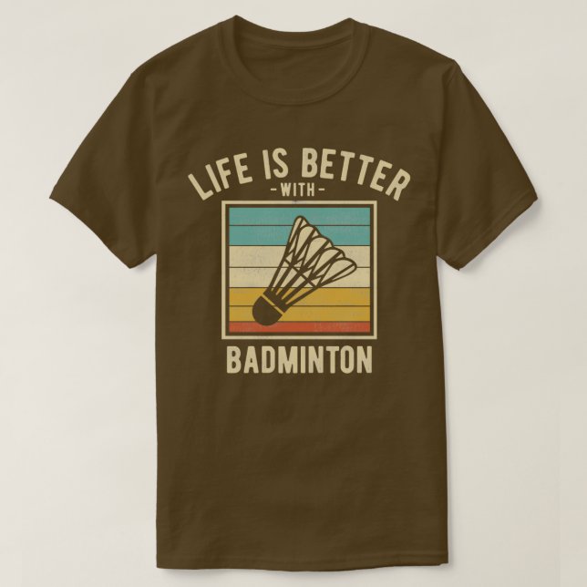 Badminton Ord Retro Funny Badminton Älskare Gif T Shirt (Design framsida)