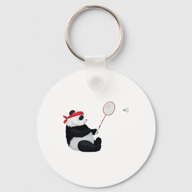 Badminton Panda Funny Sweet Sport Humor Shuttle an Nyckelring (Framsida)