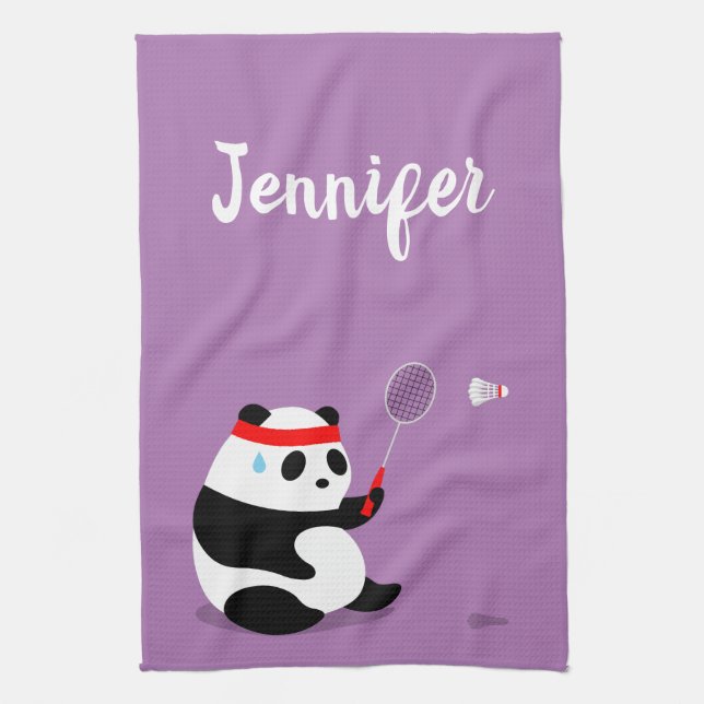 Badminton Panda Komma och laga sporttorn Kökshandduk (Vertikal)