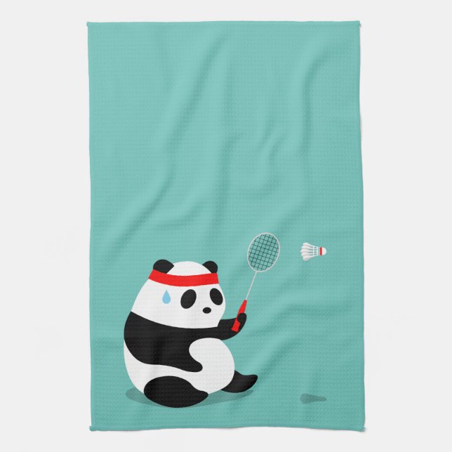 Badminton Panda Komma och laga sporttorn Kökshandduk (Vertikal)