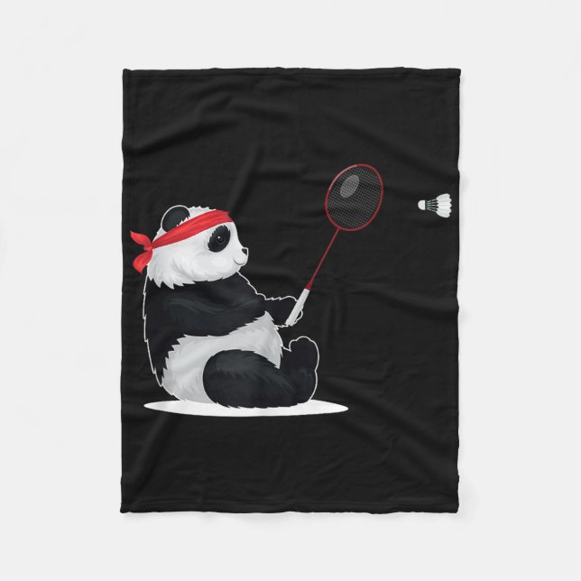 Badminton Panda Rolig Söt Sport Humor Shuttle An Fleecefilt (Framsidan)
