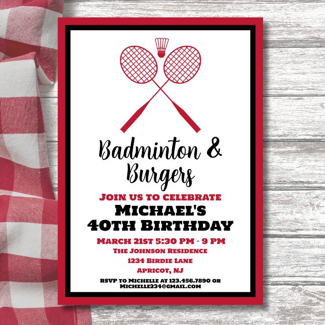 Badminton Party Sports BBQ Birthday Inbjudningar (Skapare uppladdad)