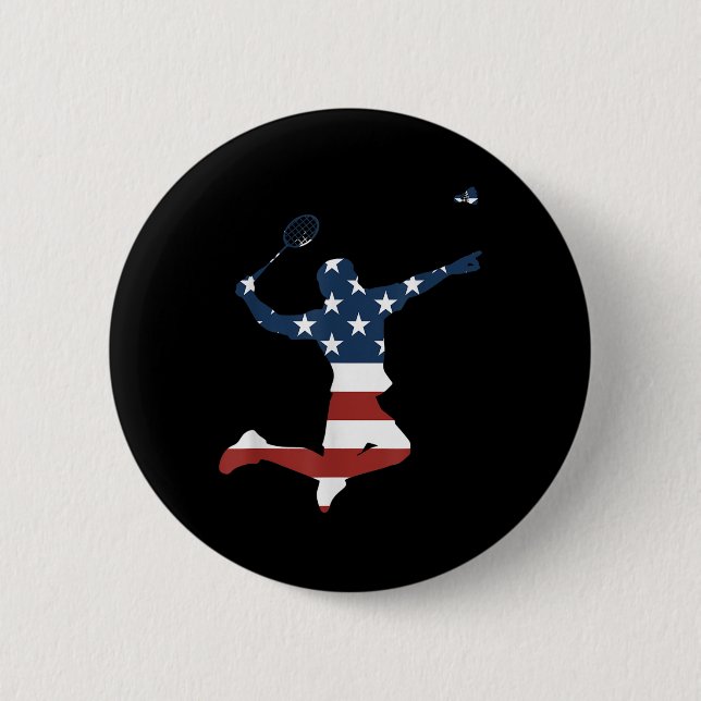 Badminton Player American Flag Apparel Badminton P Knapp (Framsida)