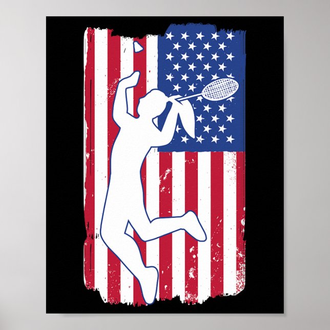 Badminton Player Badminton Usa Team Coach American Poster (Framsidan)