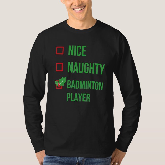 Badminton Player Funny Pajama-jul T Shirt (Framsida)