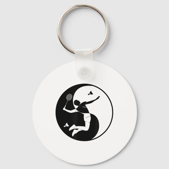 Badminton-player Game Shuttle Yin-yang-symbol Badm Nyckelring (Framsida)