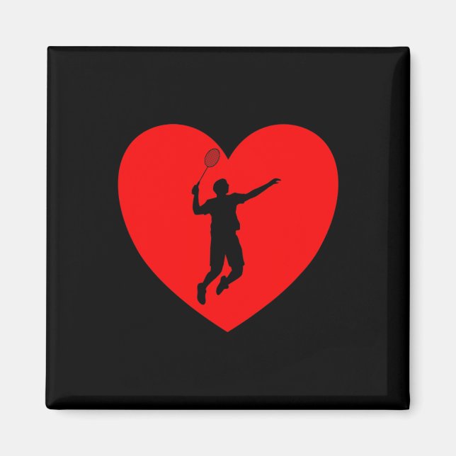 Badminton Player Heart Funny Badminton För manar W Magnet (Framsidan)