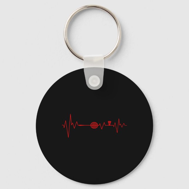 Badminton Player Heartslag Racket Shuttle Sports Nyckelring (Framsida)
