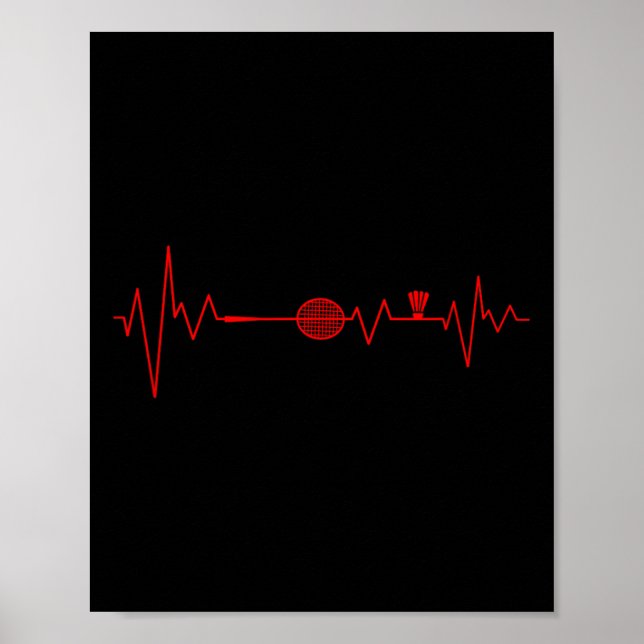 Badminton Player Heartslag Racket Shuttle Sports Poster (Framsidan)