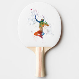 Badminton player in watercolor pingisracket