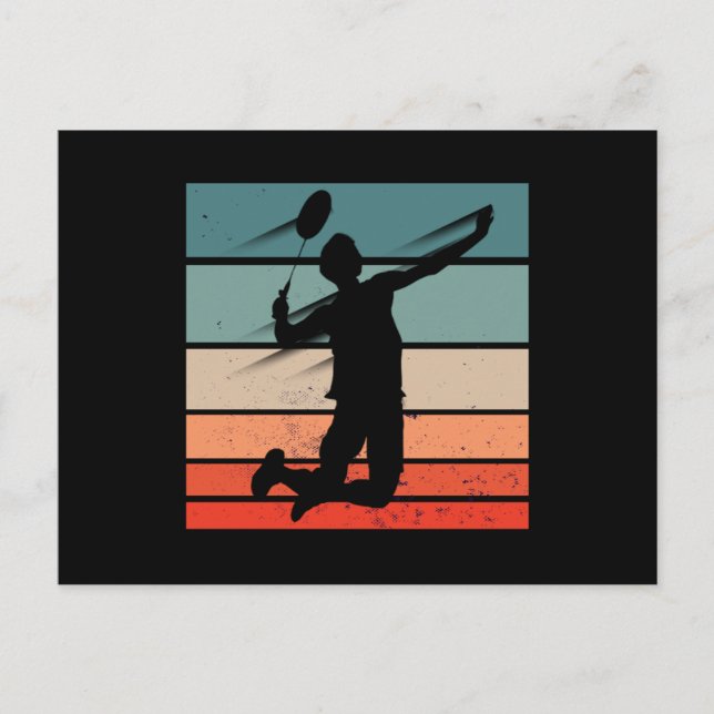 Badminton Player Jump Smash Vykort (Framsida)
