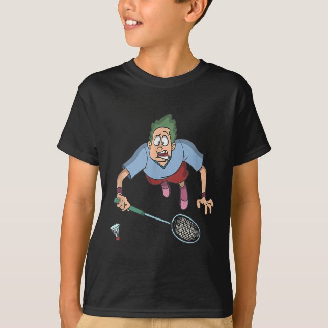 Badminton Player Jumping  T Shirt (Framsida)