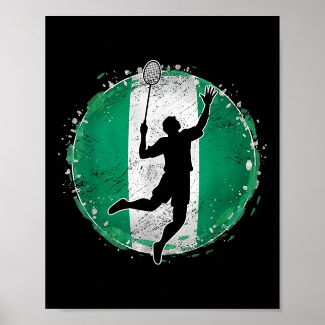 Badminton Player Nigeria Nigerian Flag Nigeria  Poster (Framsidan)